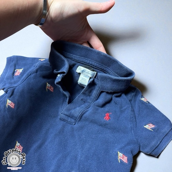 Vintage Ralph Lauren Baby Romper 24M Navy Polo USA Flag 4th of July - Picture 3 of 4